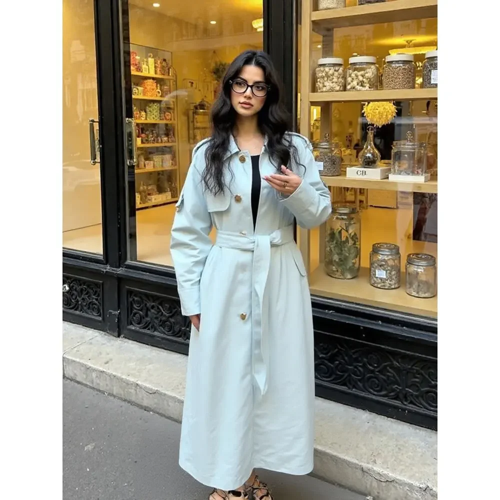 Sale ends 3/22 Burberry baby blue long Trench Coat US4 - Picture 10 of 11